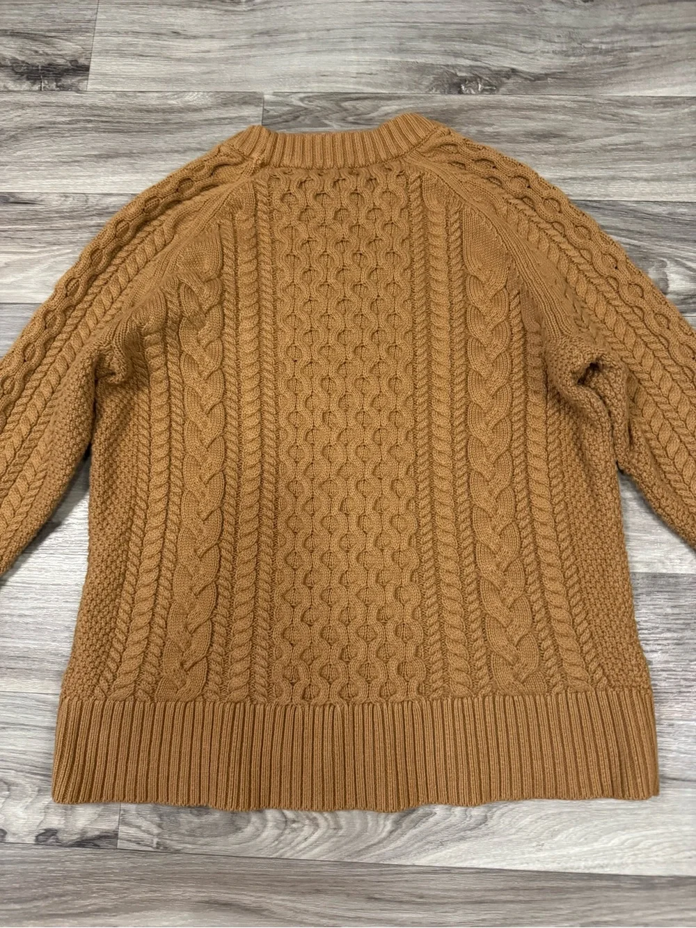J. Crew 100% Cotton Cable Knit Crewneck Sweater in Cafe Latte Size Medium